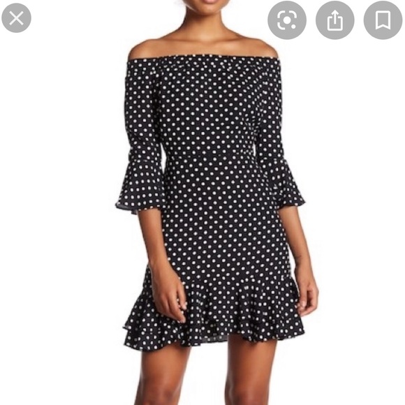 polka dot off the shoulder dress